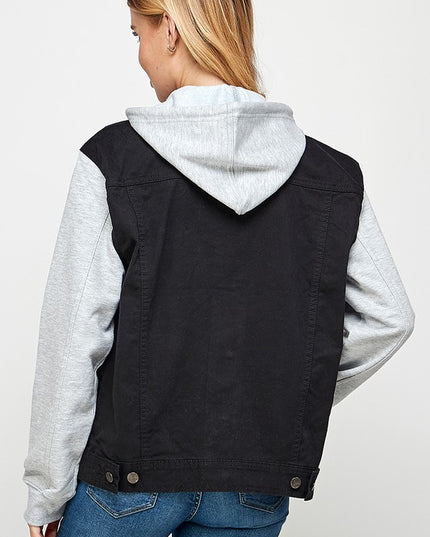 Women's Denim Jacket with Fleece Hoodies - Sleekdenim.com