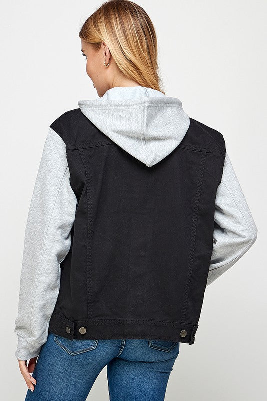 Women's Denim Jacket with Fleece Hoodies - Sleekdenim.com