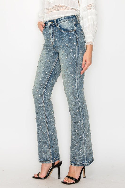AT2072BTM Jewel Embellished Bootcut Jean - Sleekdenim.com