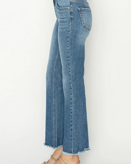 RISEN Mid-Rise Frayed Hem Bootcut Jeans - Sleekdenim.com