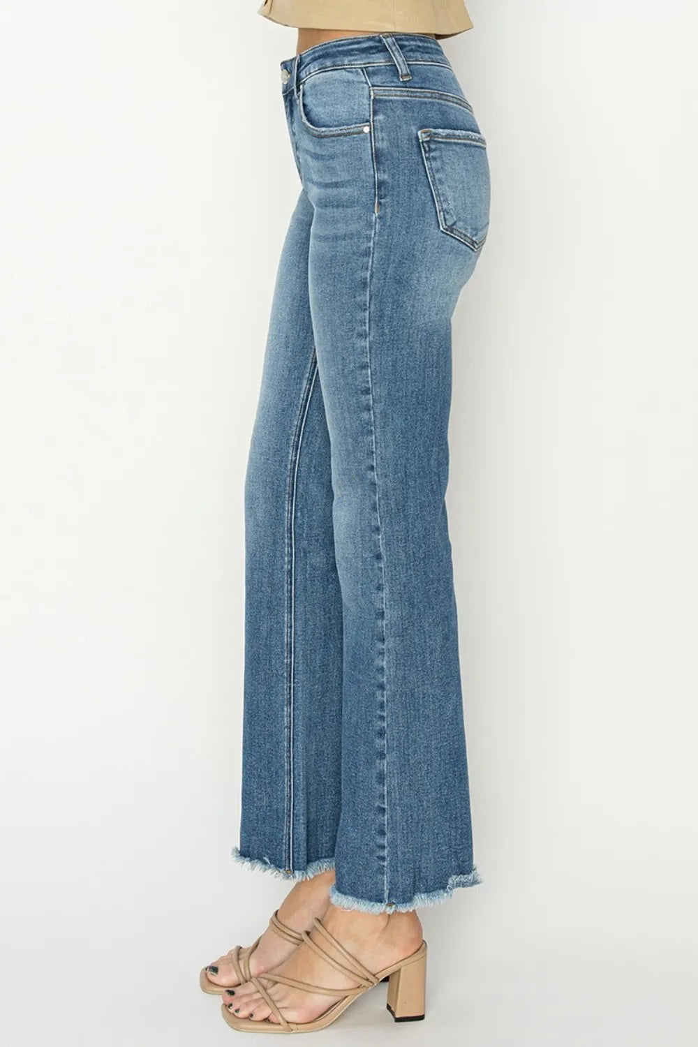 RISEN Mid-Rise Frayed Hem Bootcut Jeans - Sleekdenim.com