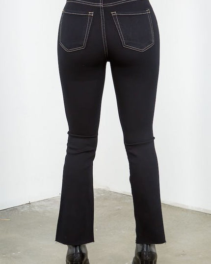 Ankle Cropped Flare Jean in Jet Black - Sleekdenim.com