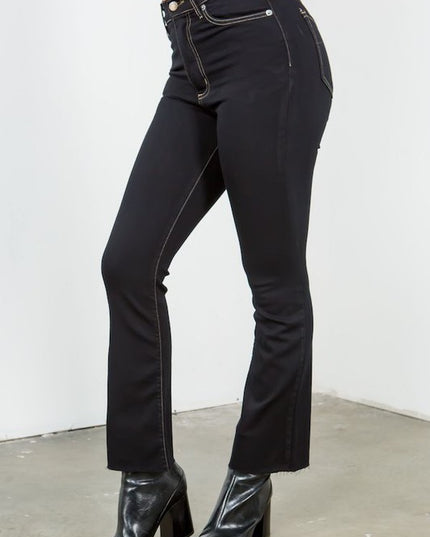 Ankle Cropped Flare Jean in Jet Black - Sleekdenim.com