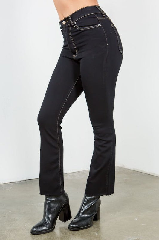 Ankle Cropped Flare Jean in Jet Black - Sleekdenim.com