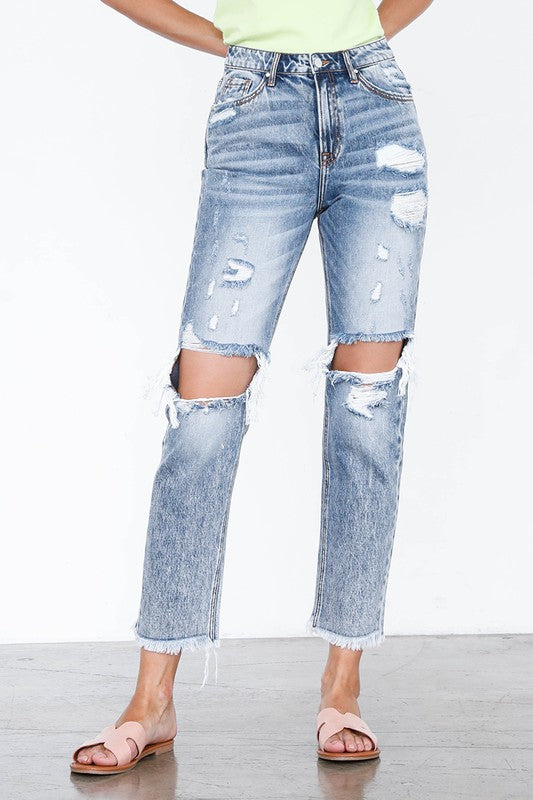 HIGH RISE STRAIGHT JEANS - Sleekdenim.com