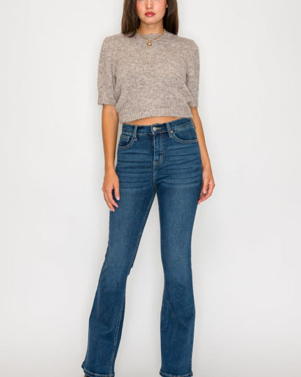 AT20004D - TUMMY CONTROL HIGH RISE BOOTCUT JEANS * - Sleekdenim.com