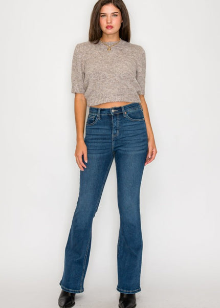 AT20004D - TUMMY CONTROL HIGH RISE BOOTCUT JEANS * - Sleekdenim.com