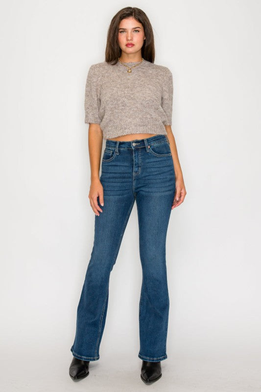 AT20004D - TUMMY CONTROL HIGH RISE BOOTCUT JEANS * - Sleekdenim.com