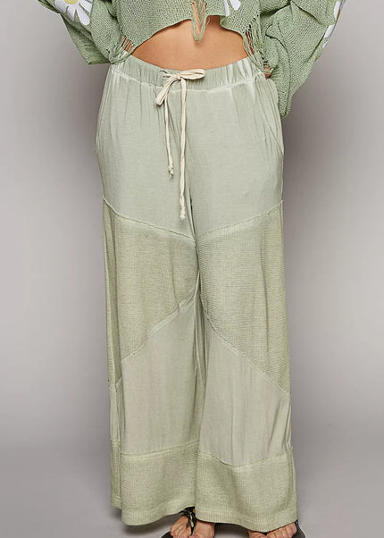 POL Elastic Waistband Wide Leg Pants with Drawstring - Sleekdenim.com