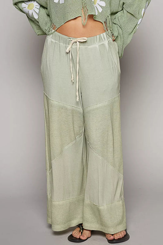 POL Elastic Waistband Wide Leg Pants with Drawstring - Sleekdenim.com