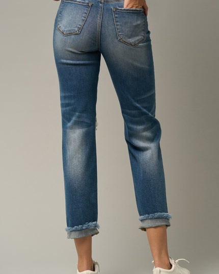 High Waist Ripped Boyfriend Jeans - Sleekdenim.com
