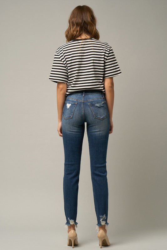 Distressed Slim Girlfriend Jeans - Sleekdenim.com