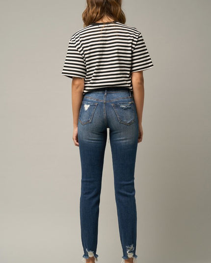 Distressed Slim Girlfriend Jeans - Sleekdenim.com