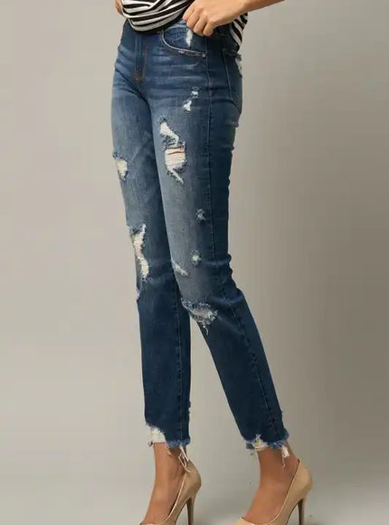 Insane Gene Distressed Slim Girlfriend Jeans - Sleekdenim.com