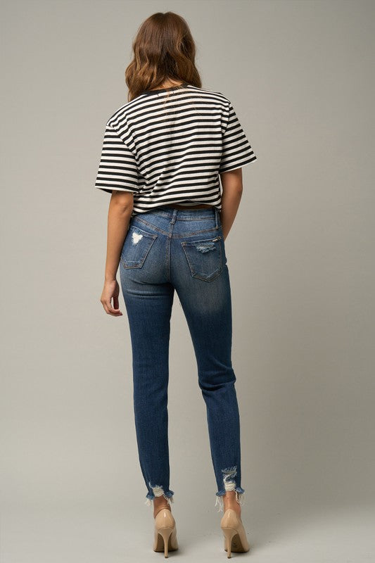 Distressed Slim Girlfriend Jeans - Sleekdenim.com