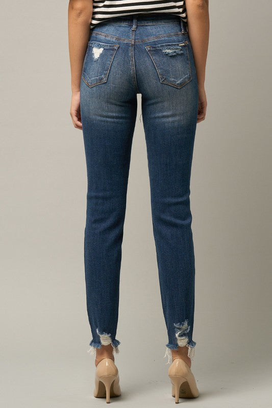 Distressed Slim Girlfriend Jeans - Sleekdenim.com