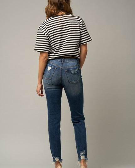 Distressed Slim Girlfriend Jeans - Sleekdenim.com