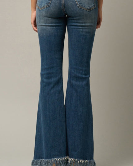 MID-RISE WIDE ELASTIC BANDED FLARE JEANS - Sleekdenim.com