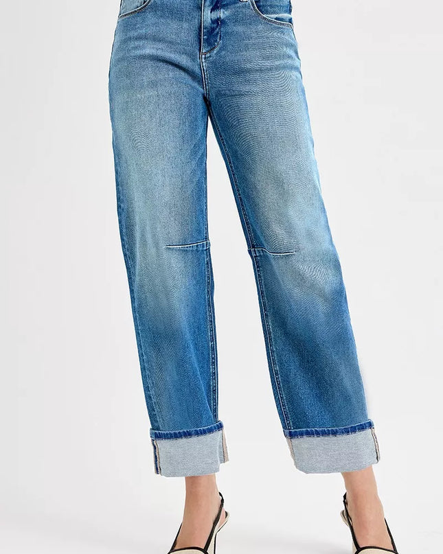 RISEN Slouchy Crop Barrel Cuffed Jeans - Sleekdenim.com