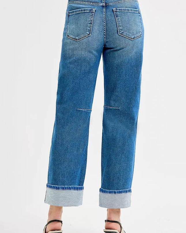 RISEN Slouchy Crop Barrel Cuffed Jeans - Sleekdenim.com