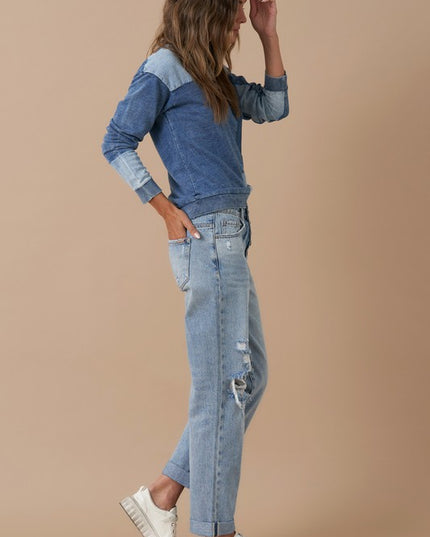 Rolled Up Boyfriend Jeans - Sleekdenim.com