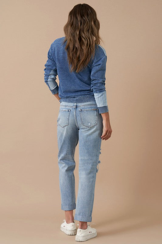 Rolled Up Boyfriend Jeans - Sleekdenim.com