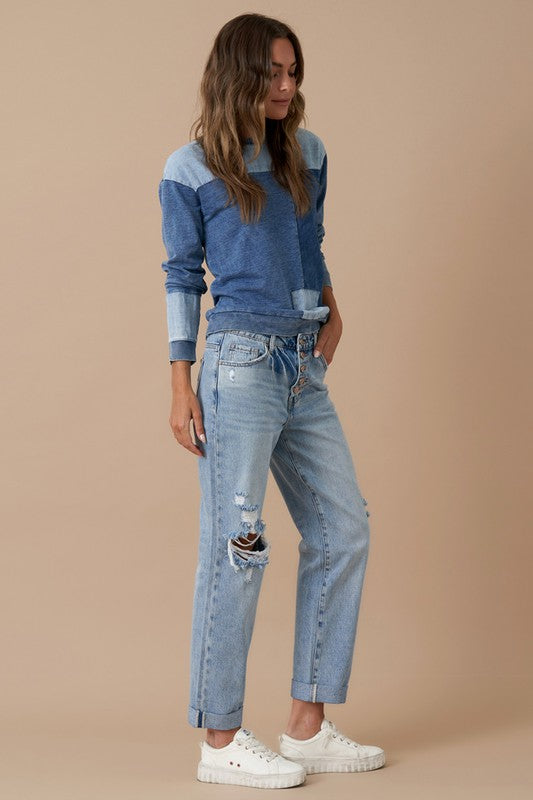 Rolled Up Boyfriend Jeans - Sleekdenim.com