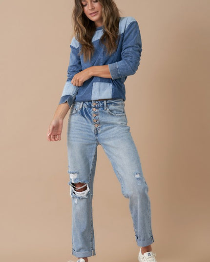 Rolled Up Boyfriend Jeans - Sleekdenim.com