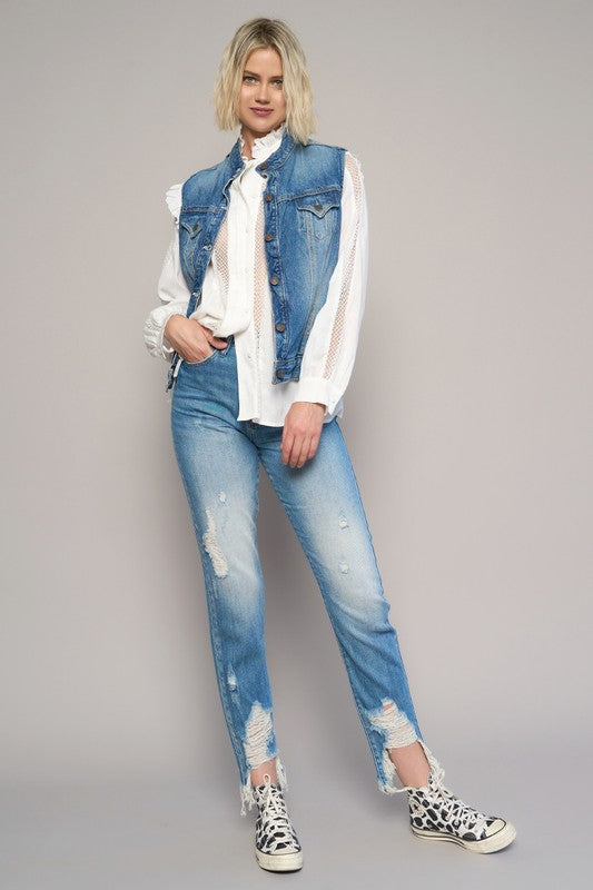 HIGH RISE CROPPED BOYFIREND JEANS WITHOUT BELT - Sleekdenim.com