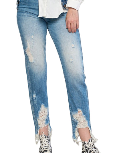 HIGH RISE CROPPED BOYFIREND JEANS WITHOUT BELT - Sleekdenim.com
