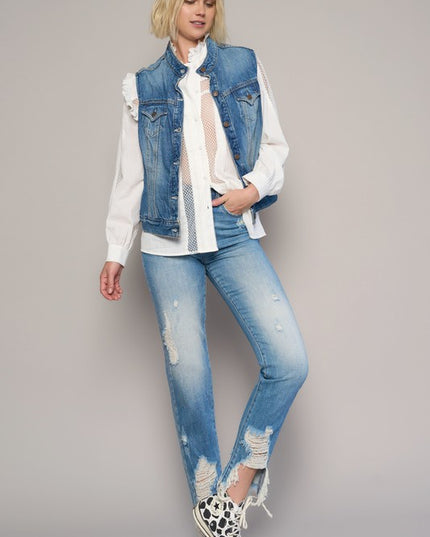 HIGH RISE CROPPED BOYFIREND JEANS WITHOUT BELT - Sleekdenim.com