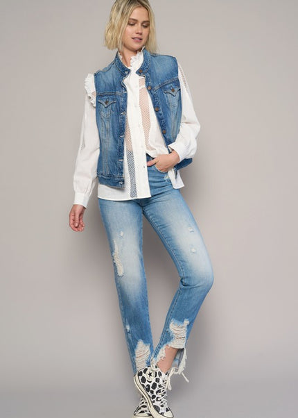 HIGH RISE CROPPED BOYFIREND JEANS WITHOUT BELT - Sleekdenim.com