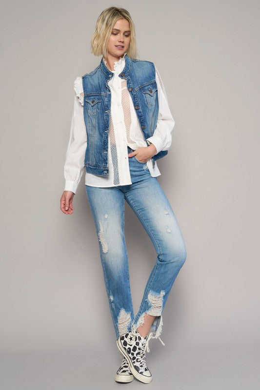 HIGH RISE CROPPED BOYFIREND JEANS WITHOUT BELT - Sleekdenim.com
