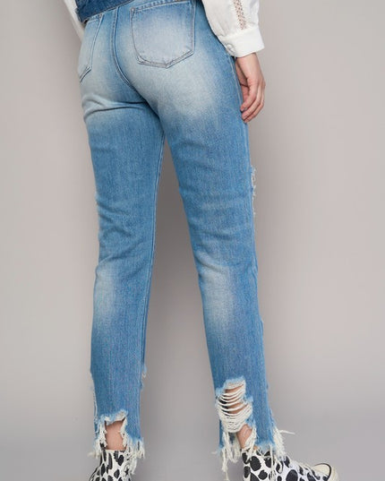 HIGH RISE CROPPED BOYFIREND JEANS WITHOUT BELT - Sleekdenim.com