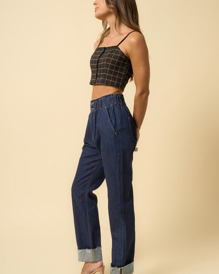 Super High Rise Roll Up Slouch Jeans - Sleekdenim.com