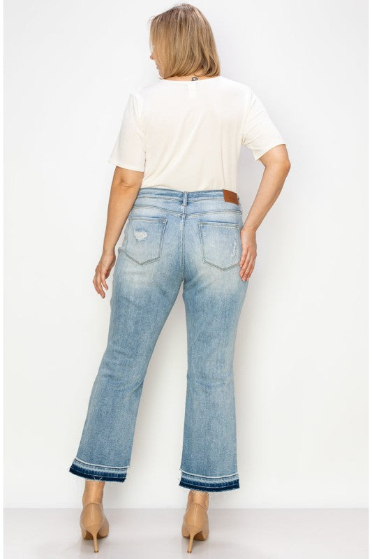 AT1004M-P PLUS - HIGH RISE ANKLE STRAIGHT JEANS - Sleekdenim.com