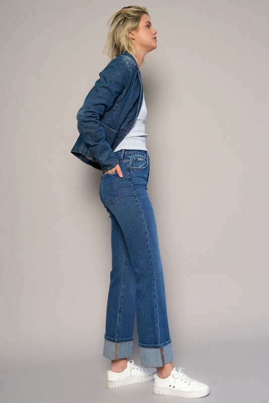 HIGH RISE CUFFED CROP BOOT - Sleekdenim.com