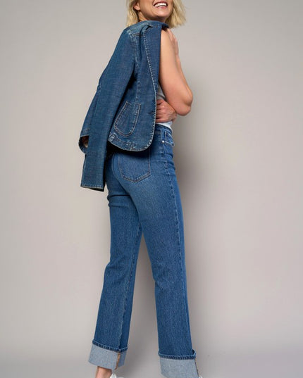 HIGH RISE CUFFED CROP BOOT - Sleekdenim.com