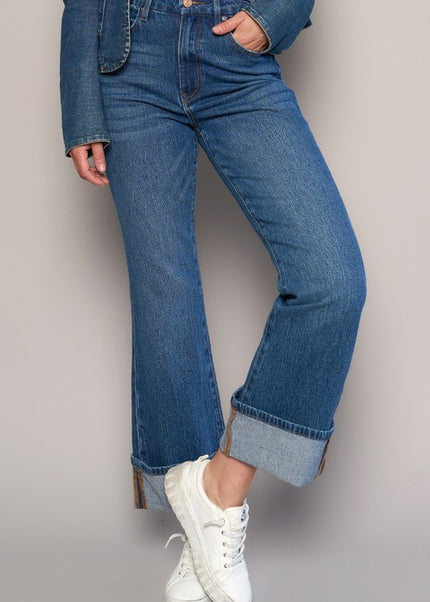 HIGH-RISE CUFFED CROP BOOT JEANS - Sleekdenim.com
