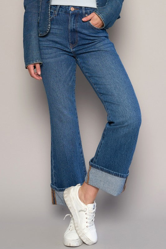 HIGH-RISE CUFFED CROP BOOT JEANS - Sleekdenim.com
