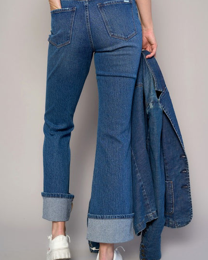 HIGH-RISE CUFFED CROP BOOT JEANS - Sleekdenim.com