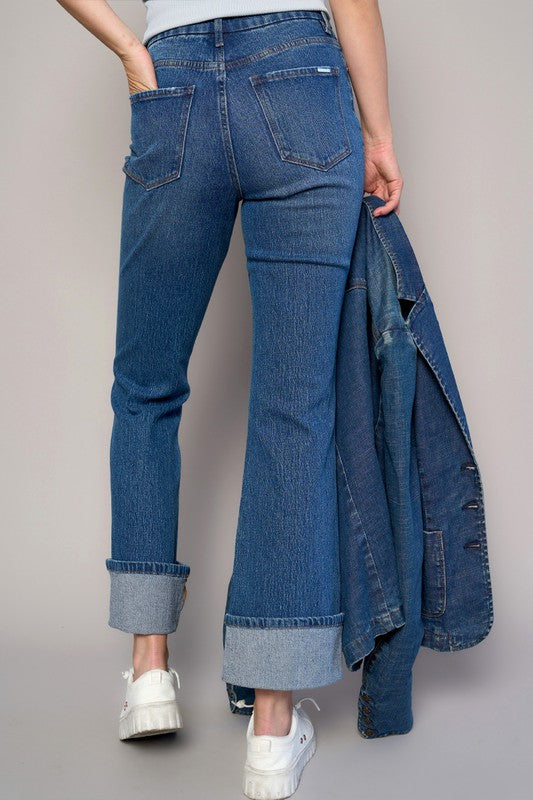 HIGH-RISE CUFFED CROP BOOT JEANS - Sleekdenim.com