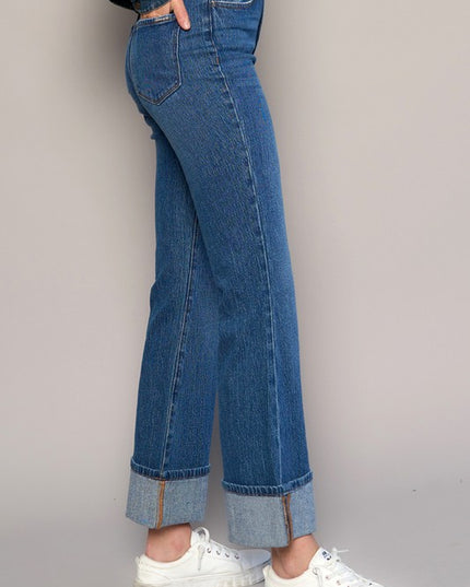 HIGH-RISE CUFFED CROP BOOT JEANS - Sleekdenim.com