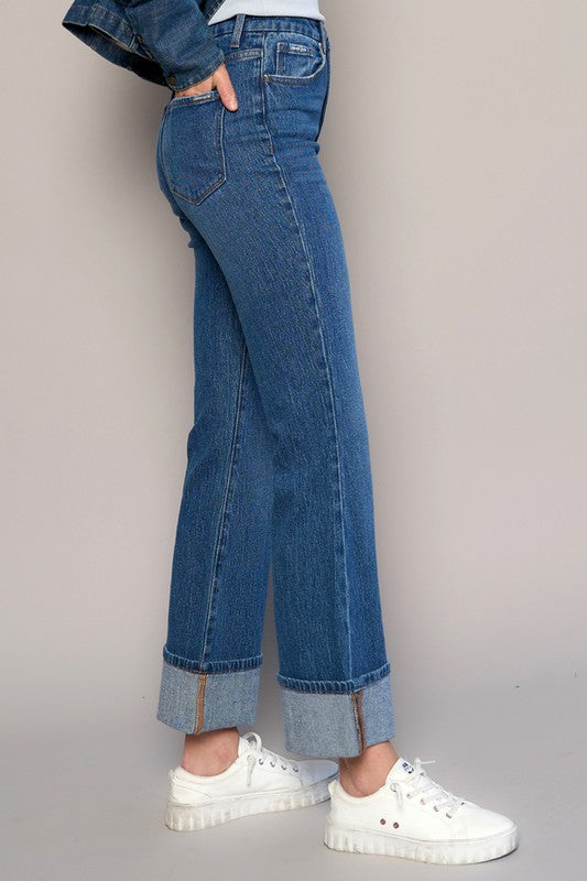 HIGH-RISE CUFFED CROP BOOT JEANS - Sleekdenim.com