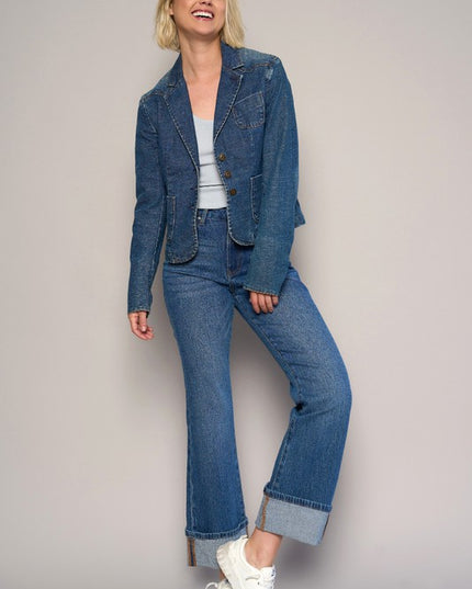 HIGH-RISE CUFFED CROP BOOT JEANS - Sleekdenim.com