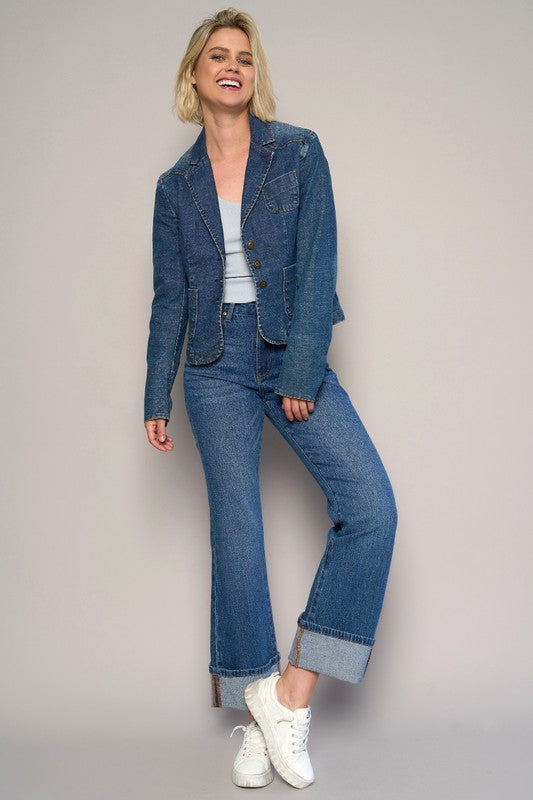 HIGH-RISE CUFFED CROP BOOT JEANS - Sleekdenim.com