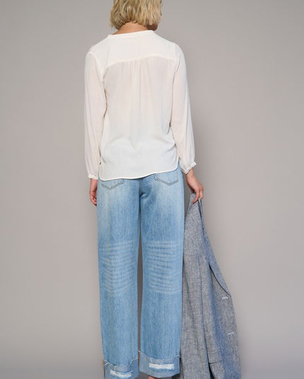 High Waist Crossover Ripped Straight Jeans - Sleekdenim.com