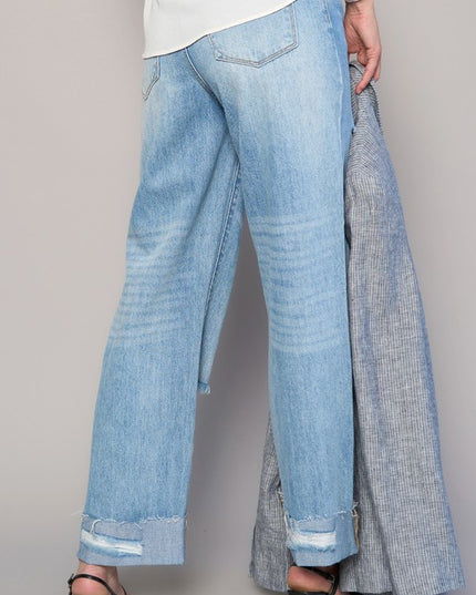 High Waist Crossover Ripped Straight Jeans - Sleekdenim.com