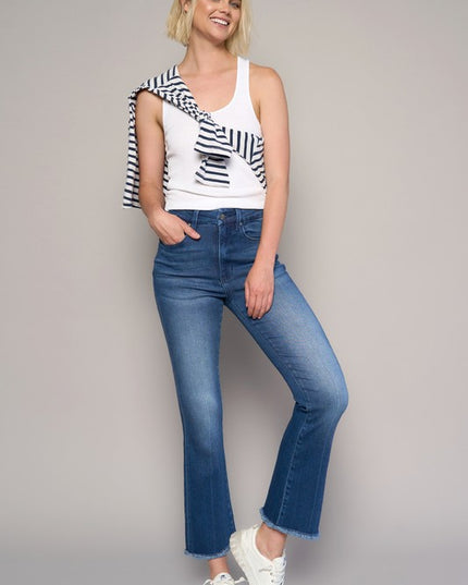 HIGH RISE CROP BOOT JEANS - Sleekdenim.com