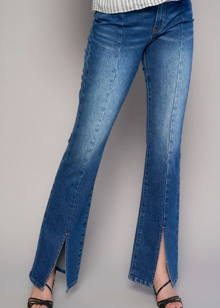 HIGH RISE FRONT SLIT SLIM BOOT JEANS - Sleekdenim.com